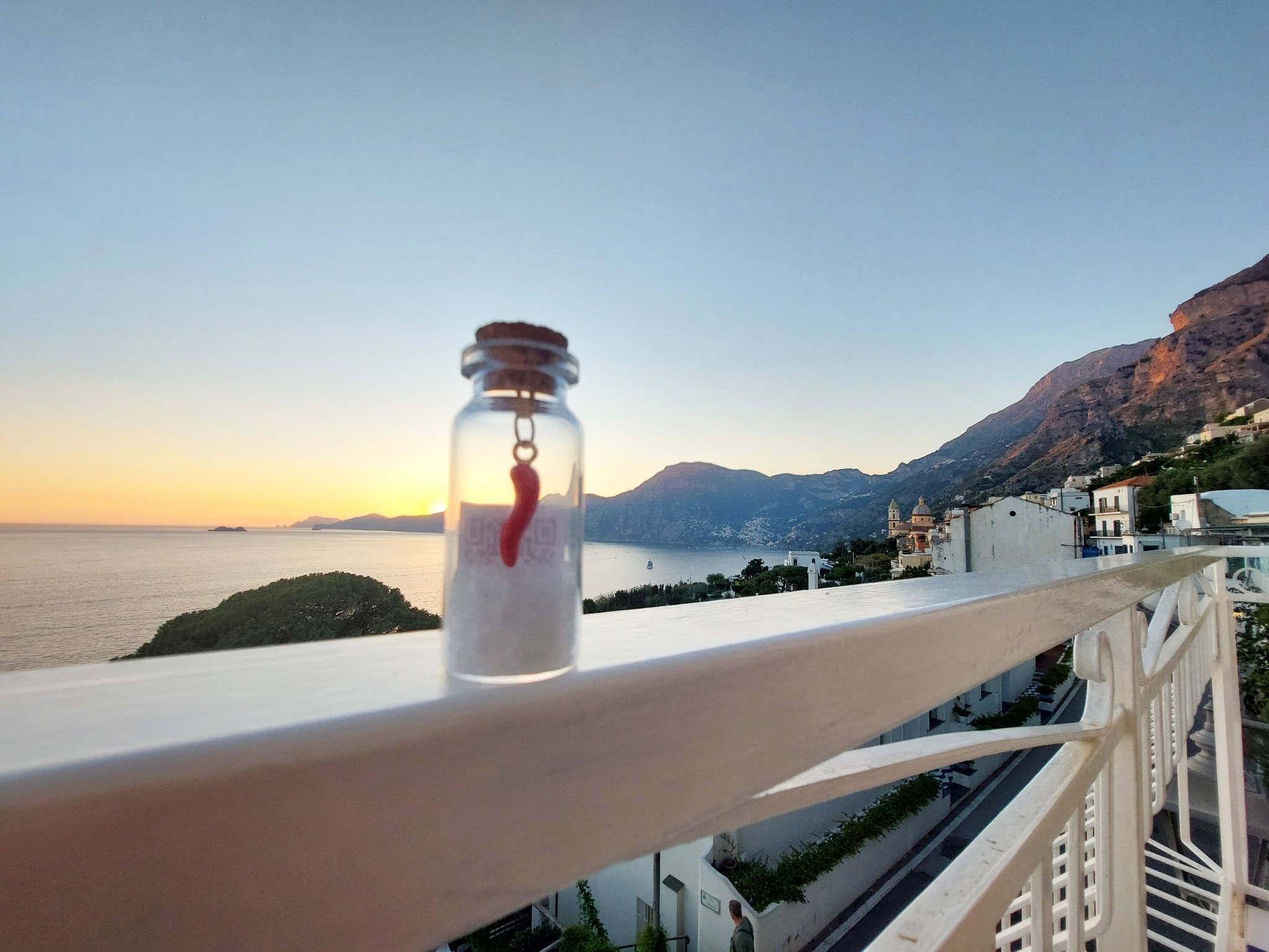 Lucky charm on the balcony with the Amalfi Coast view