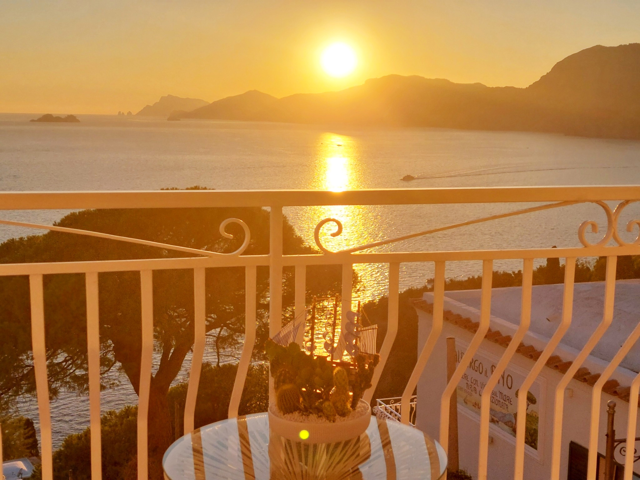 Sunset over the sea from the balcony